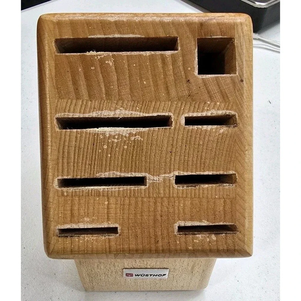 Wusthof Light Wood 8 Slot Knife Block Empty-No Knives Fair Condition